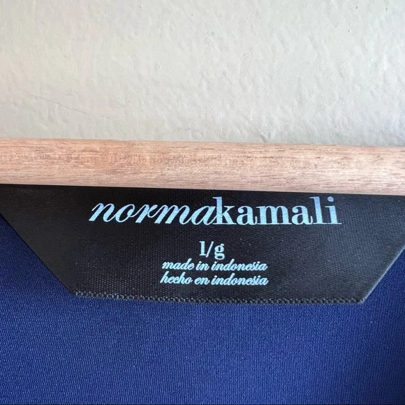 NORMA KAMALI Navy V-Neck Ruched Dress Size Large MSRP $120 - Picture 3 of 7